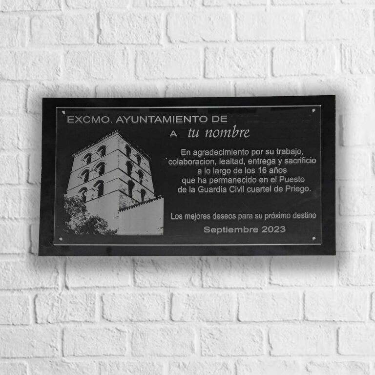 Placa conmemorativa personalizada