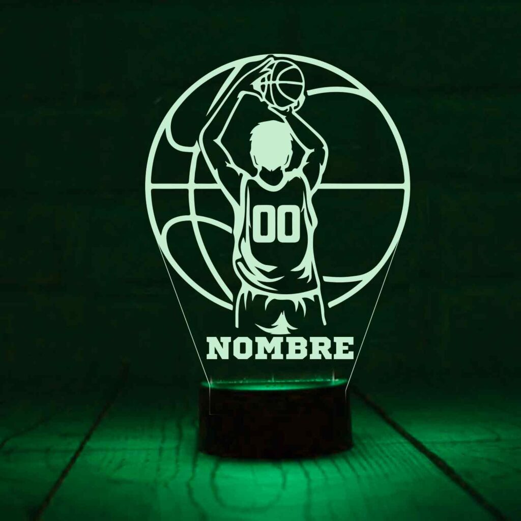 Lámpara LED personalizada de baloncesto con nombre y dorsal