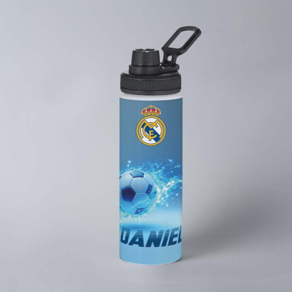 bidón para deporte personalizable con nombre y escudo de futbol