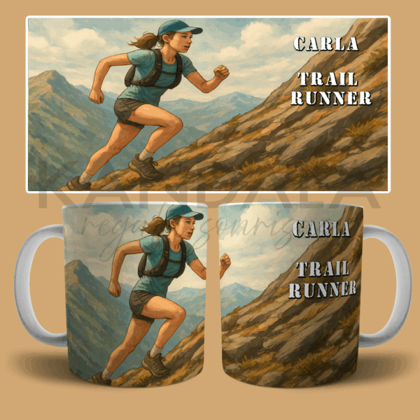 taza-personalizada-trail-runner-mujer-realista-pintado