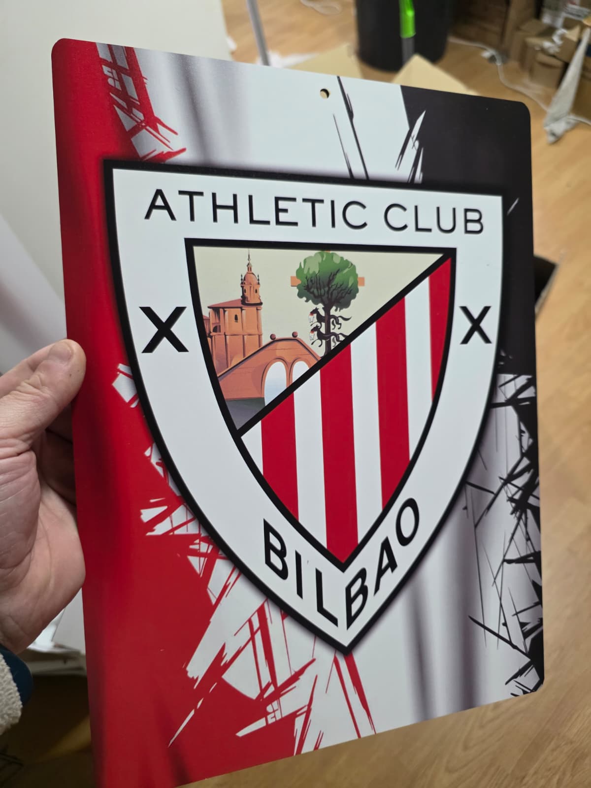 Cuadro madera atlethic club bilbao detalle