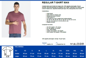 talla camisetas adulto