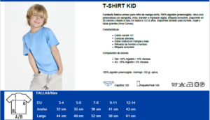 talla camisetas niño