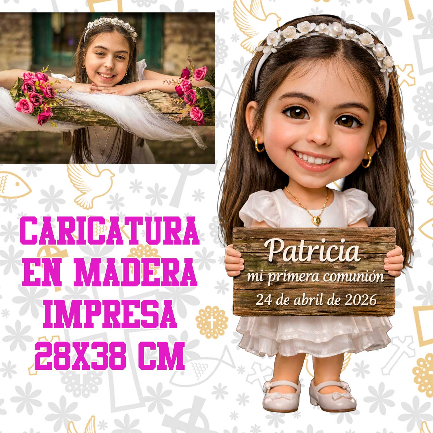 Caricatura-de-madera-impresa-comunión