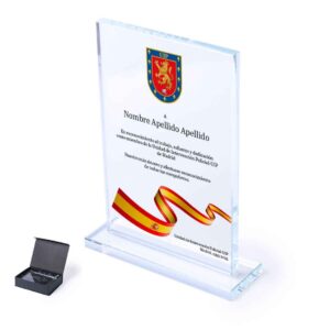 placa trofeo de cristal personalizada