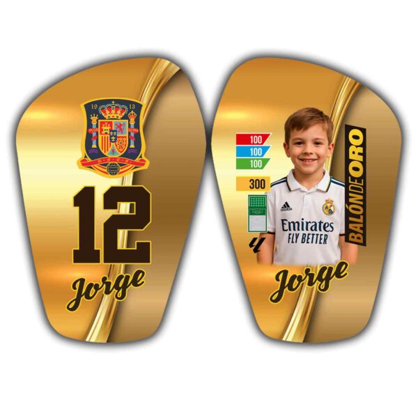 Espinilleras de fútbol personalizadas con nombre y foto