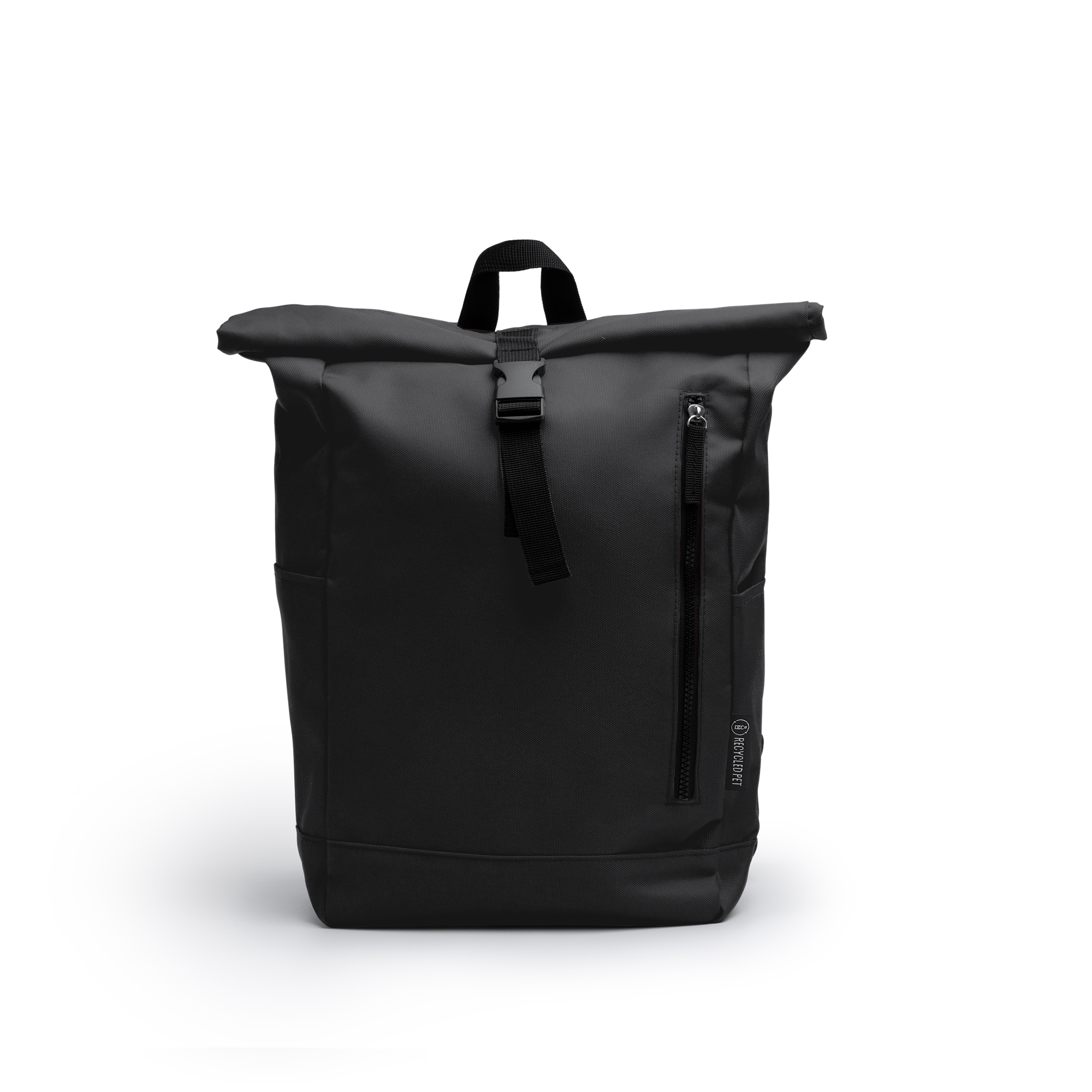 Mochila de poliéster reciclado personalizada en color negro