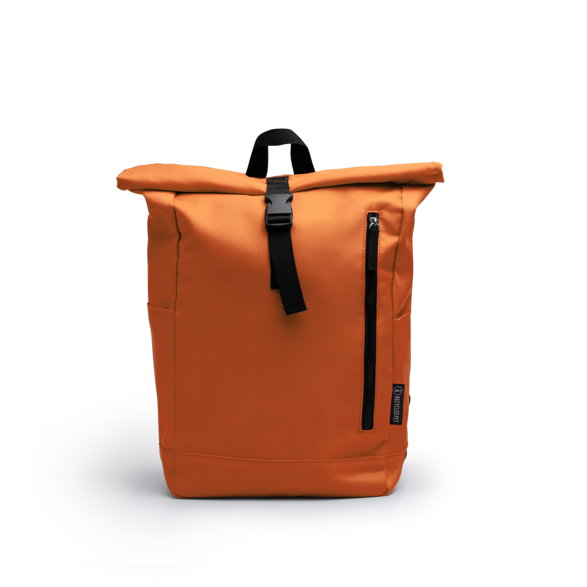 Mochila de poliéster reciclado personalizada en color naranja
