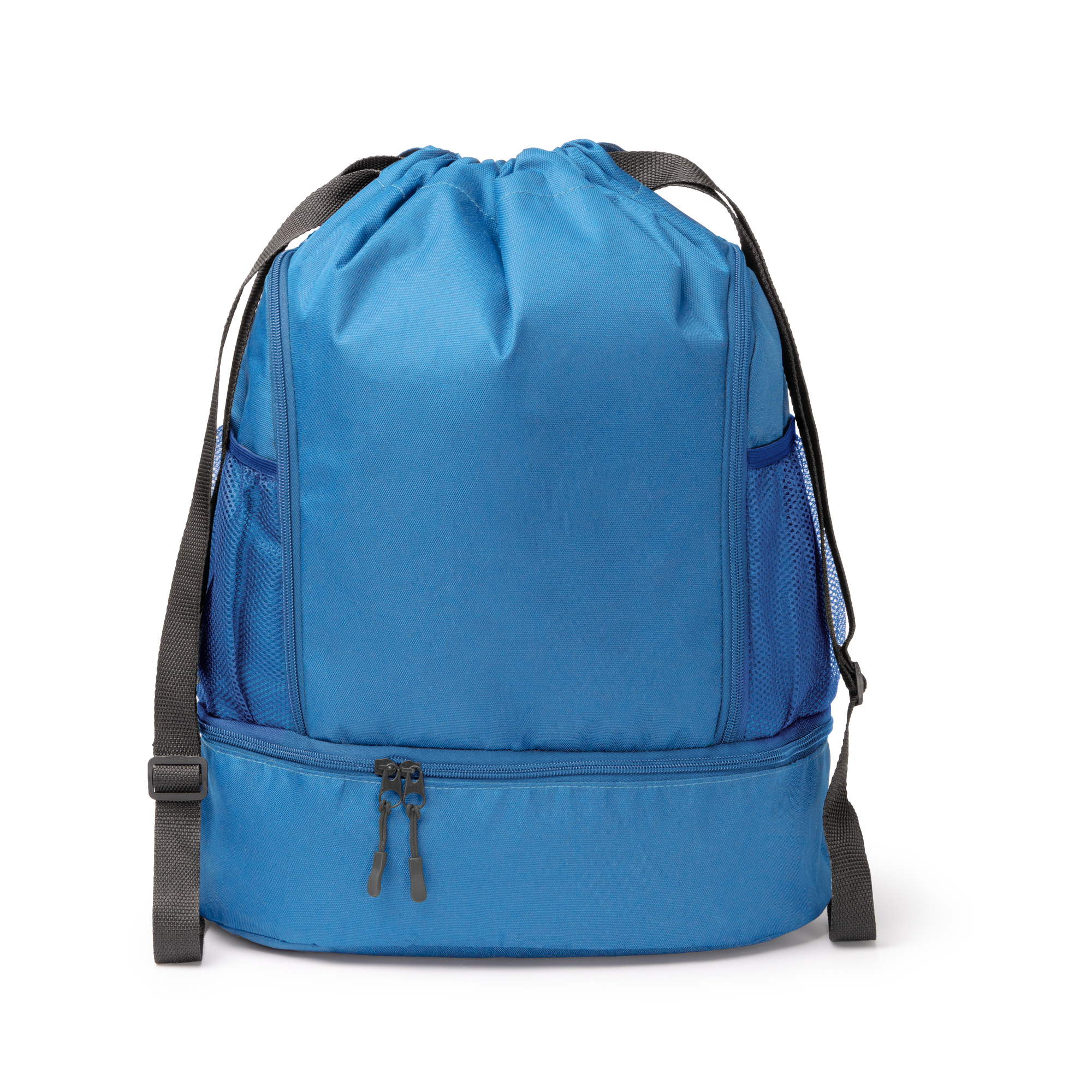 Mochila de cuerdas con bolsillos y zapatillero personalizada en color royal