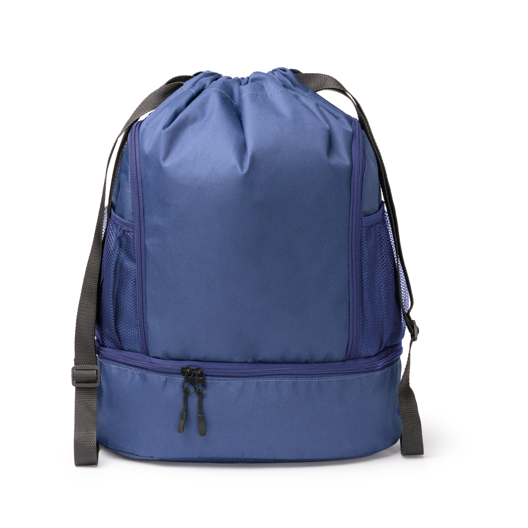Mochila de cuerdas con bolsillos y zapatillero personalizada en color marino