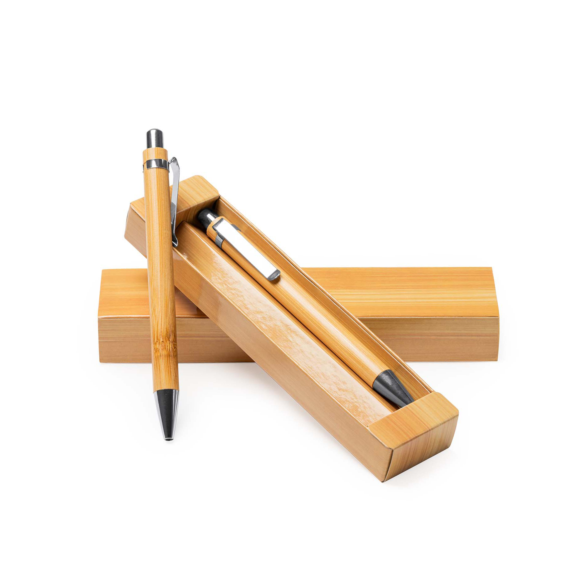 Set de bolígrafo y portaminas de bambú personalizado